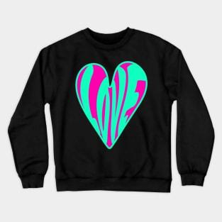 Hippie Style Love Heart, Turquoise and Pink Crewneck Sweatshirt